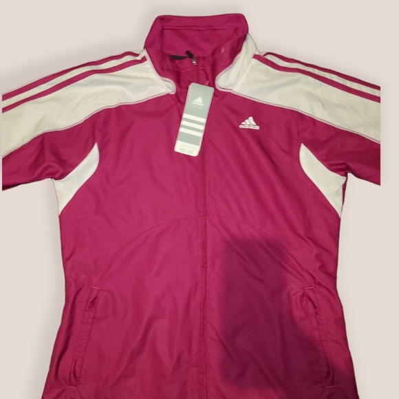 Adidas Maroon and White Zippered Windbreaker Warm-Up Jacket - Picture 6 of 14